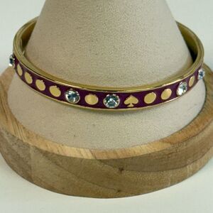 Kate Spade Spot The Spade Burgundy Rhinestone Enamel Bangle Bracelet